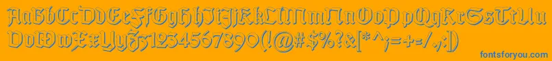 GotischSchatten-Schriftart – Blaue Schriften auf orangefarbenem Hintergrund