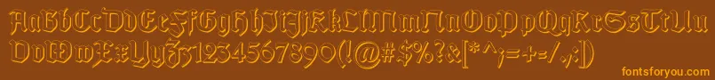 GotischSchatten-Schriftart – Orangefarbene Schriften auf braunem Hintergrund
