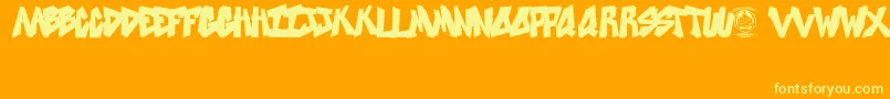 Fonte SweetAsRevenge – fontes amarelas em um fundo laranja