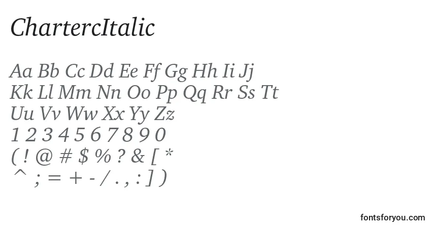 Fuente ChartercItalic - alfabeto, números, caracteres especiales