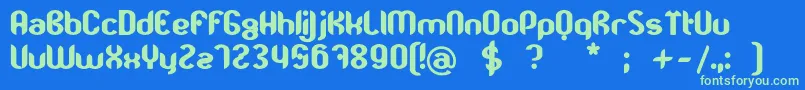 TjkmoostGras Font – Green Fonts on Blue Background