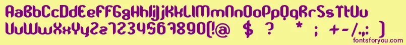 TjkmoostGras Font – Purple Fonts on Yellow Background