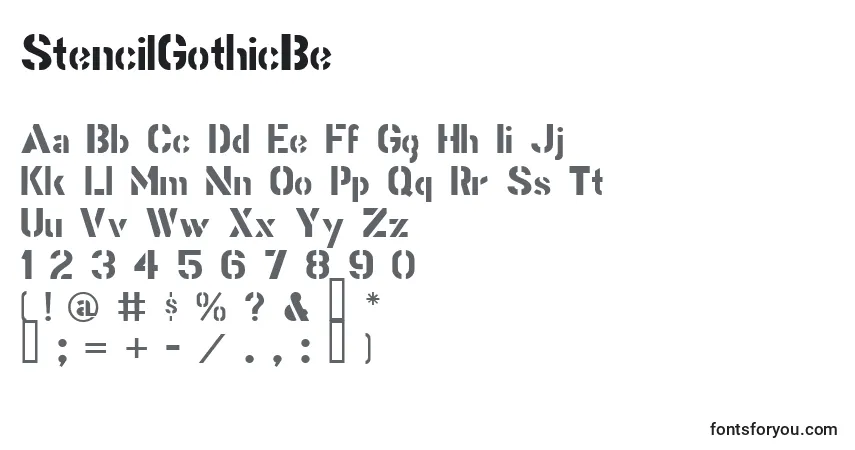 Czcionka StencilGothicBe – alfabet, cyfry, specjalne znaki