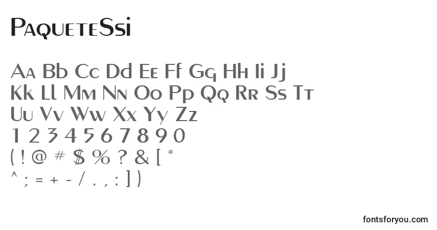 Schriftart PaqueteSsi – Alphabet, Zahlen, spezielle Symbole