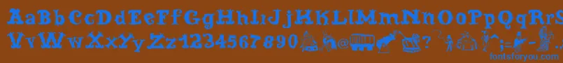 CordelCircoMambembeSoft Font – Blue Fonts on Brown Background