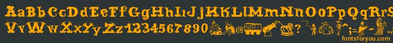 CordelCircoMambembeSoft-Schriftart – Orangefarbene Schriften auf schwarzem Hintergrund