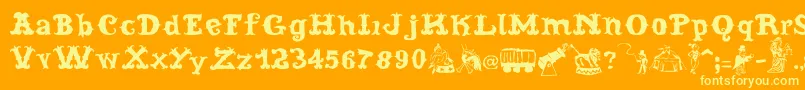 CordelCircoMambembeSoft Font – Yellow Fonts on Orange Background