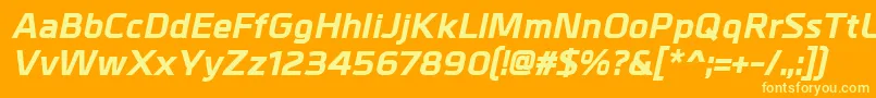 MetralExtrabolditalic-Schriftart – Gelbe Schriften auf orangefarbenem Hintergrund