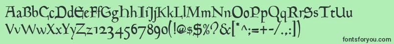GoudyMediaevalRegular-fontti – mustat fontit vihreällä taustalla