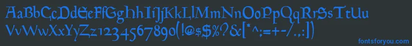 Шрифт GoudyMediaevalRegular – синие шрифты на чёрном фоне