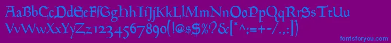 フォントGoudyMediaevalRegular – 紫色の背景に青い文字