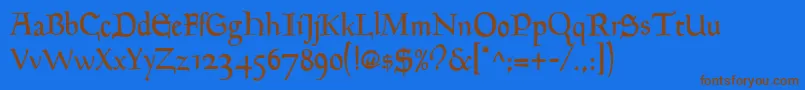 GoudyMediaevalRegular-fontti – ruskeat fontit sinisellä taustalla