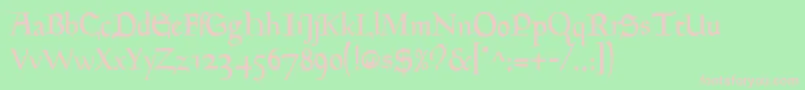 GoudyMediaevalRegular-fontti – vaaleanpunaiset fontit vihreällä taustalla