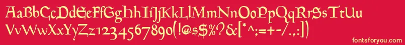 GoudyMediaevalRegular Font – Yellow Fonts on Red Background