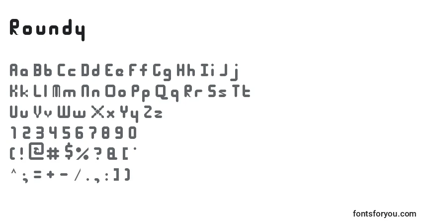 Roundy-fontti – aakkoset, numerot, erikoismerkit