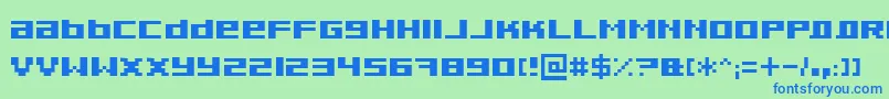フォントPixeldub – 青い文字は緑の背景です。