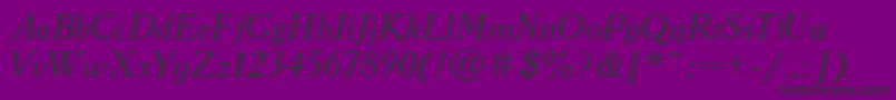 Czcionka AcademiaItalic – czarne czcionki na fioletowym tle