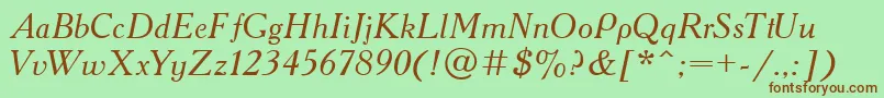 AcademiaItalic Font – Brown Fonts on Green Background