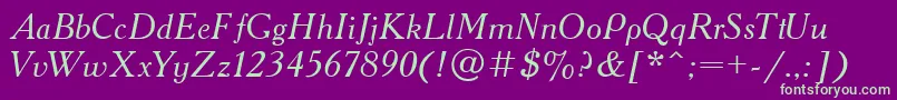 AcademiaItalic Font – Green Fonts on Purple Background