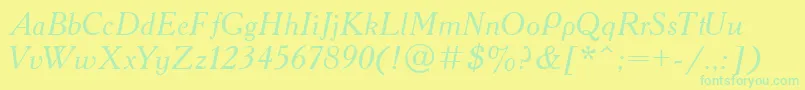 フォントAcademiaItalic – 黄色い背景に緑の文字