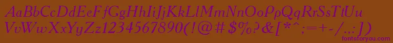 AcademiaItalic Font – Purple Fonts on Brown Background