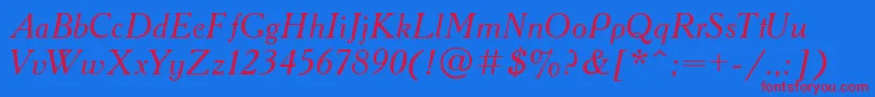 AcademiaItalic Font – Red Fonts on Blue Background