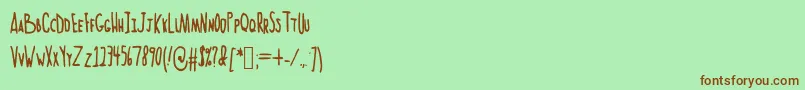 フォントNorteaatallhand – 緑の背景に茶色のフォント