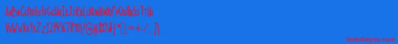 Norteaatallhand-Schriftart – Rote Schriften auf blauem Hintergrund