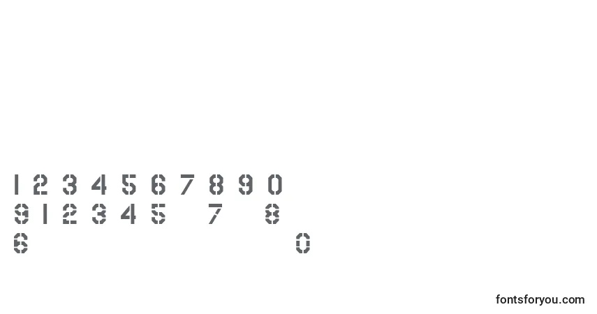 Schriftart UsaafSerialStencil – Alphabet, Zahlen, spezielle Symbole