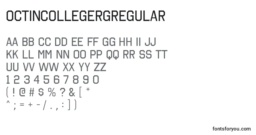 Шрифт OctincollegergRegular – алфавит, цифры, специальные символы
