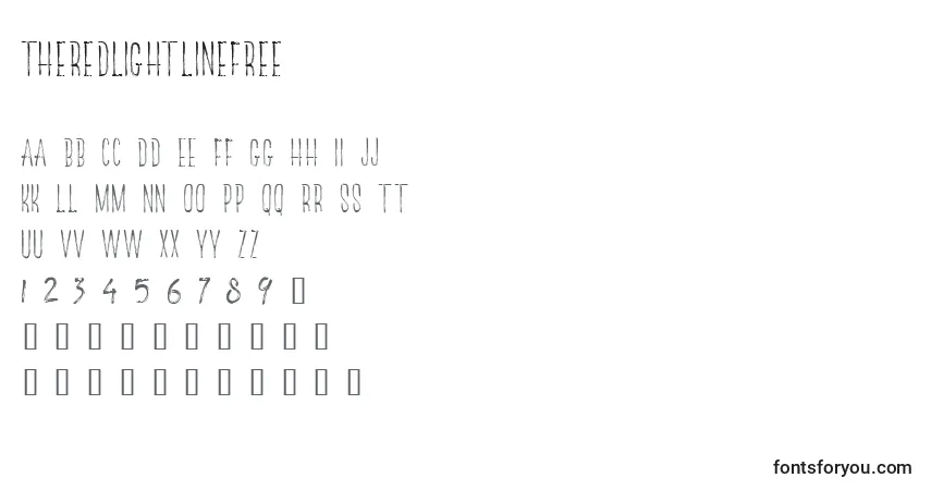 Шрифт TheRedlightLineFree – алфавит, цифры, специальные символы