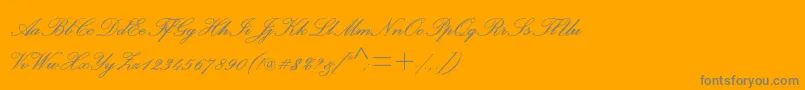 PalacescriptmtstdSemibold-Schriftart – Graue Schriften auf orangefarbenem Hintergrund