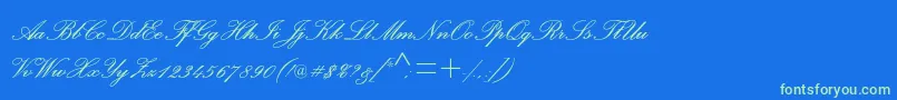 PalacescriptmtstdSemibold-Schriftart – Grüne Schriften auf blauem Hintergrund