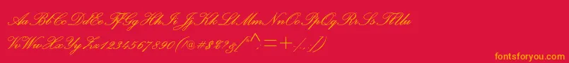 フォントPalacescriptmtstdSemibold – 赤い背景にオレンジの文字