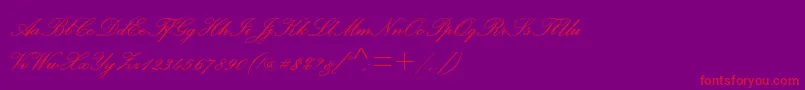 PalacescriptmtstdSemibold-Schriftart – Rote Schriften auf violettem Hintergrund