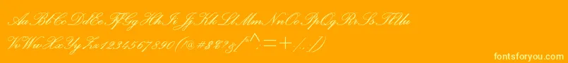 PalacescriptmtstdSemibold-Schriftart – Gelbe Schriften auf orangefarbenem Hintergrund