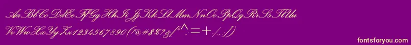 PalacescriptmtstdSemibold-Schriftart – Gelbe Schriften auf violettem Hintergrund