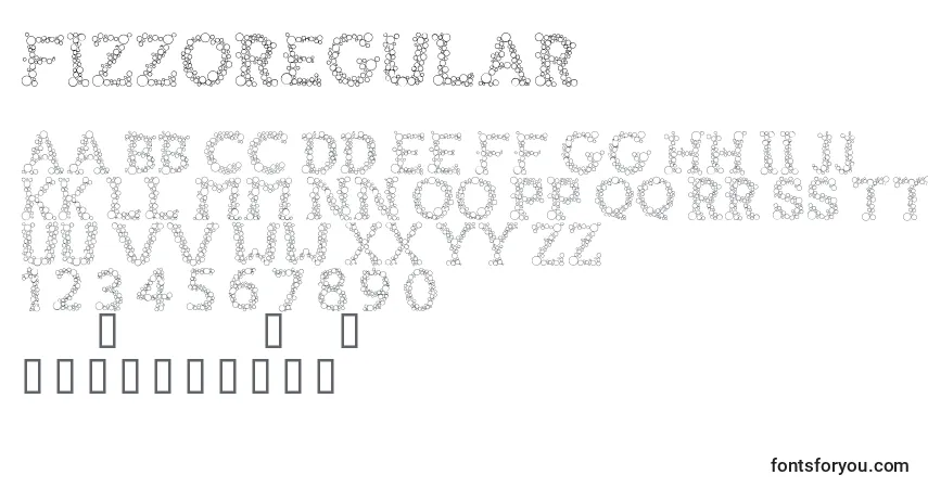 A fonte FizzoRegular – alfabeto, números, caracteres especiais