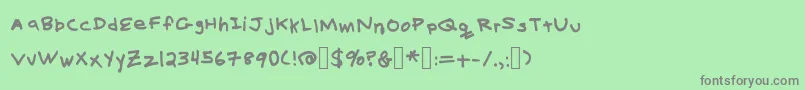 フォントBillysHand – 緑の背景に灰色の文字