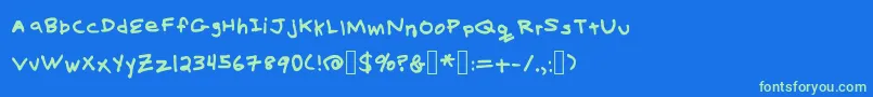 BillysHand Font – Green Fonts on Blue Background