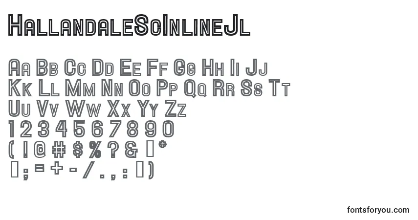 characters of hallandalescinlinejl font, letter of hallandalescinlinejl font, alphabet of  hallandalescinlinejl font