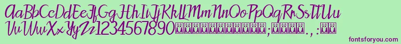 Patty Font – Purple Fonts on Green Background