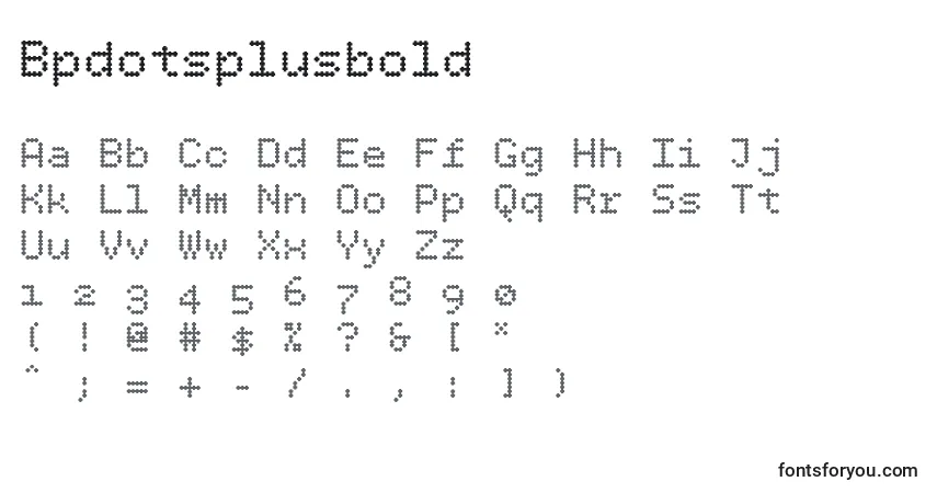 A fonte Bpdotsplusbold – alfabeto, números, caracteres especiais