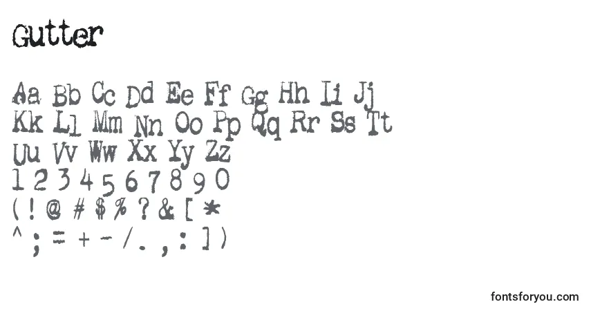 Schriftart Gutter – Alphabet, Zahlen, spezielle Symbole