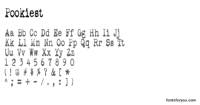 A fonte Pookiest – alfabeto, números, caracteres especiais