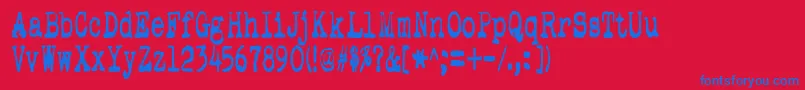 Pookiest-Schriftart – Blaue Schriften auf rotem Hintergrund