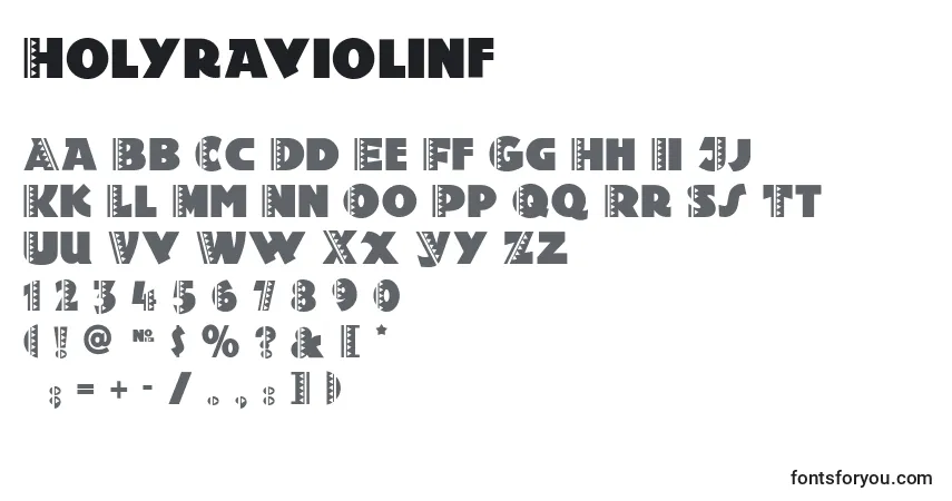 Schriftart Holyraviolinf – Alphabet, Zahlen, spezielle Symbole