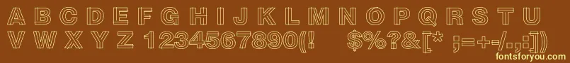 Więcej informacji o czcionce Sansdecorbc Czcionka Sansdecorbc – żółte czcionki na brązowym tle