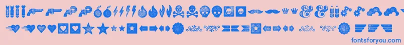 Veneerextras-Schriftart – Blaue Schriften auf rosa Hintergrund