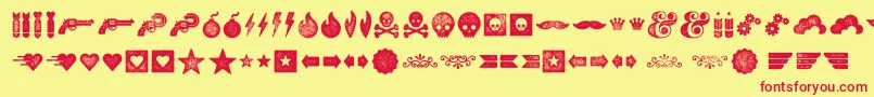 Veneerextras Font – Red Fonts on Yellow Background